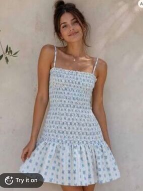 NWT Sim & Sam Floral Smocked Mini Dress with Ruffle Hem